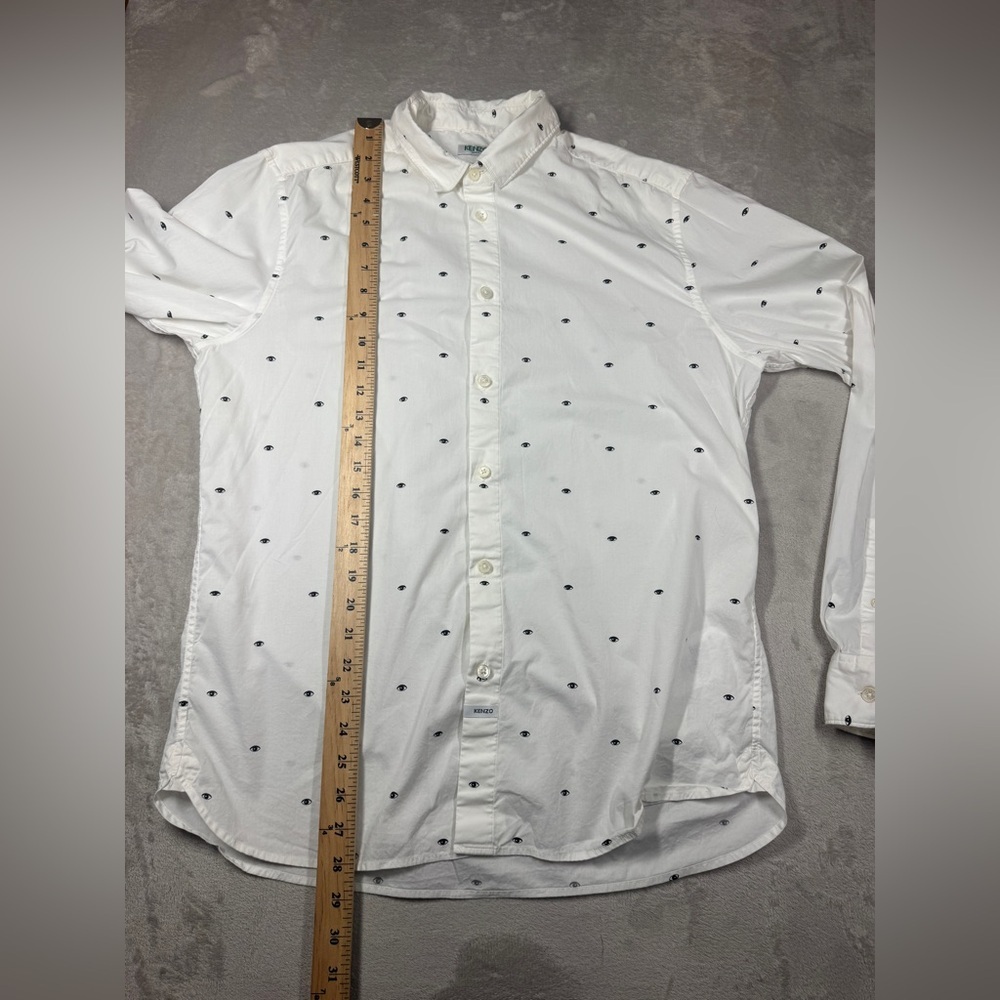 Kenzo Paris White Multi Eye Cotton Poplin Blend Slim Fit Collared Shirt 42-16.5 - Picture 8 of 16
